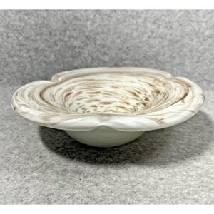 Murano Italian Glass Ash Tray 7.5" Gold Speckled Dish Trinket Decor Collectible